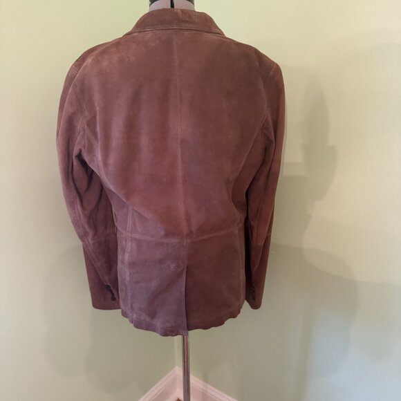 $2500 Burberry Brit suede tan/brown leather jacket coat blazer RARE LARGE vintag - Picture 7 of 8